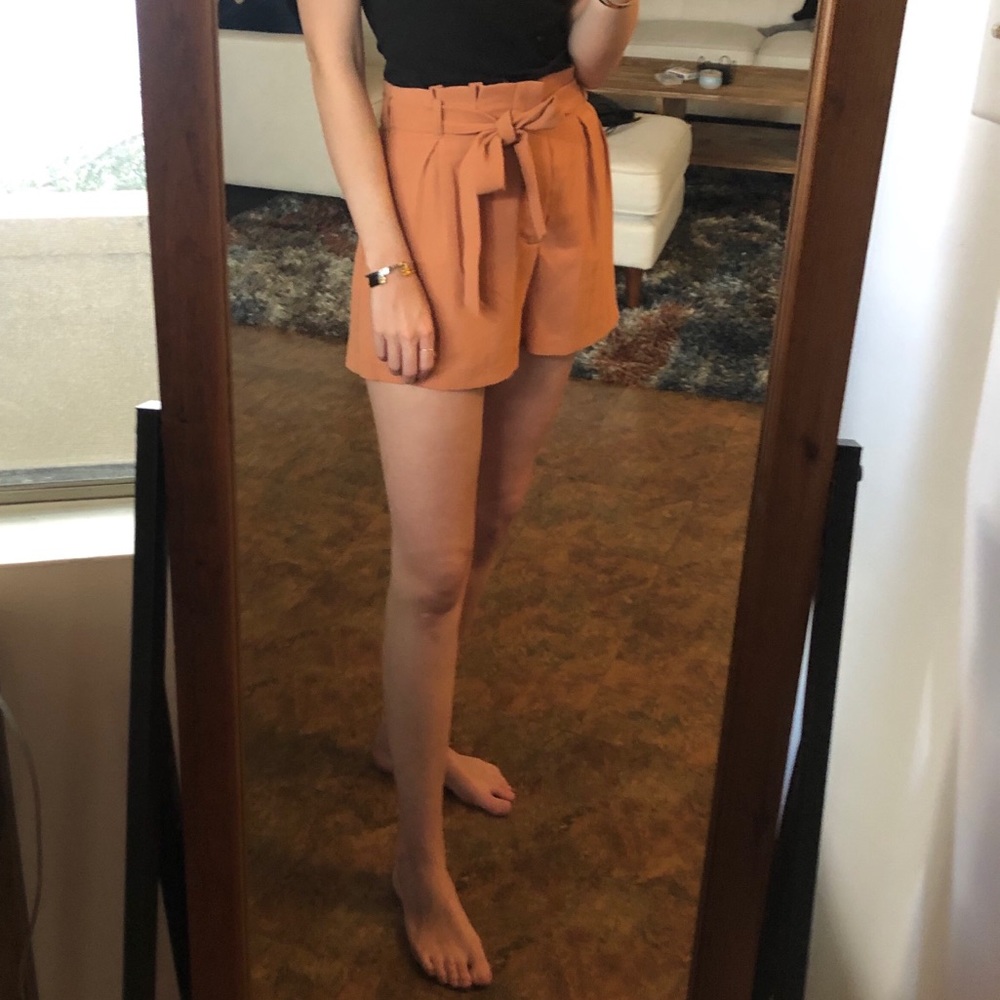 High waisted tie front shorts